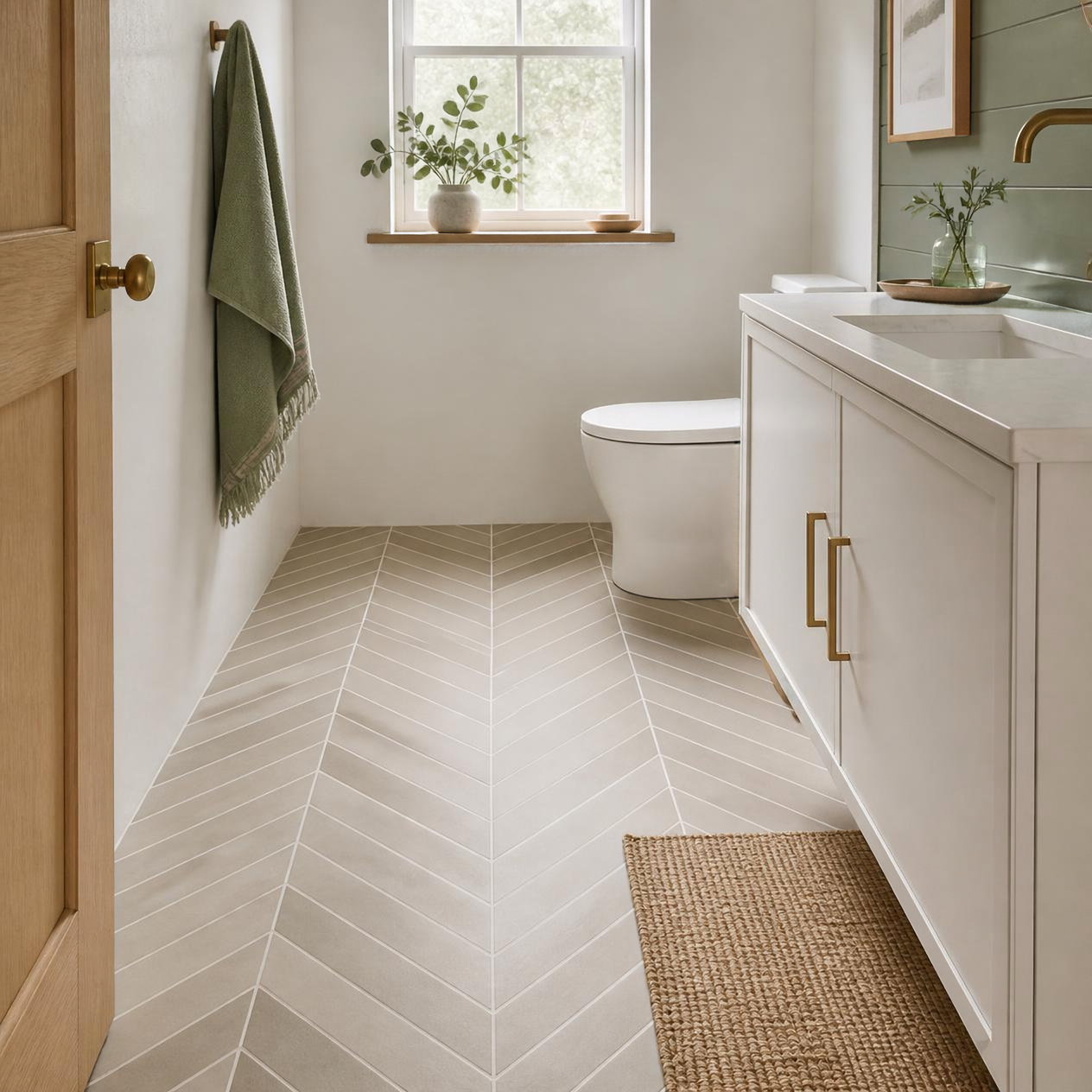 chevron bathroom tile